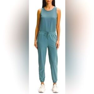 The North Face Women's Never Stop Sleeveless Athleisure Jumpsuit in Goblin Blue
